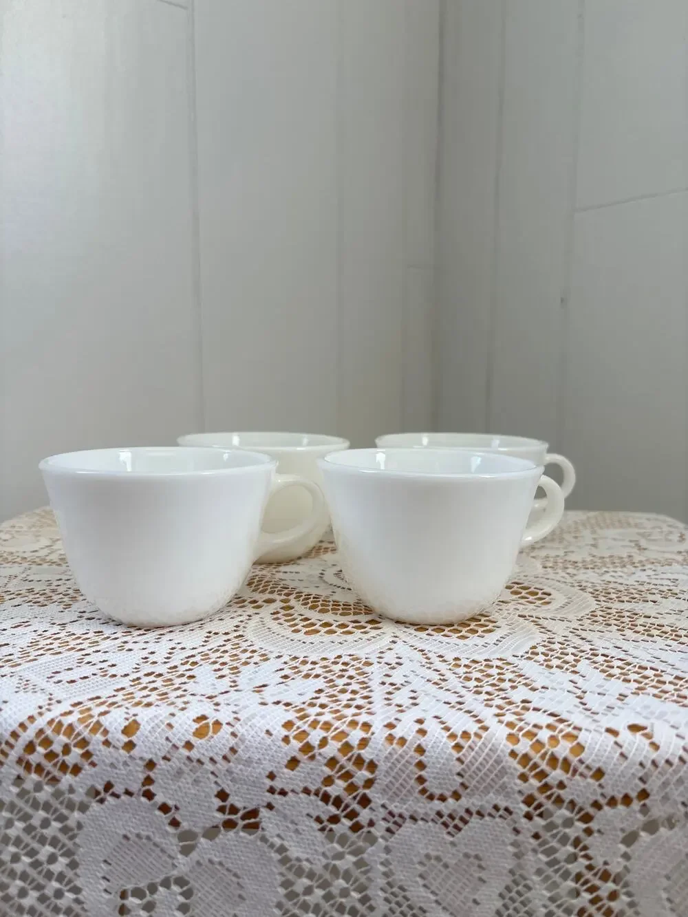Vintage  Corningware Milk Glass Tea Cups, Set of 4